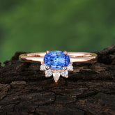 1 Carat Oval Cut 4 Prong Lab Grown Sapphire Anniversary Ring Puppy Paw Unique Ring